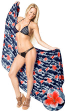 Load image into Gallery viewer, LA LEELA Women&#39;s Beach Pareo Swimsuit Bikini Wrap Swimwear Sarong Coverups for Women One Size Coal, Floral Botanical