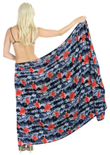 Load image into Gallery viewer, LA LEELA Women&#39;s Beach Pareo Swimsuit Bikini Wrap Swimwear Sarong Coverups for Women One Size Coal, Floral Botanical