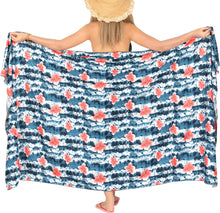 Load image into Gallery viewer, LA LEELA Women&#39;s Beach Pareo Swimsuit Bikini Wrap Swimwear Sarong Coverups for Women One Size Coal, Floral Botanical