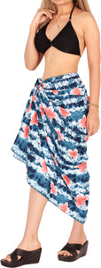 LA LEELA Women's Beach Pareo Swimsuit Bikini Wrap Swimwear Sarong Coverups for Women One Size Coal, Floral Botanical