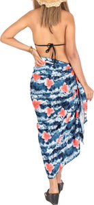 LA LEELA Women's Beach Pareo Swimsuit Bikini Wrap Swimwear Sarong Coverups for Women One Size Coal, Floral Botanical