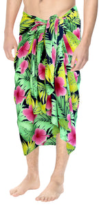 LA LEELA Men's Full Beach Sarong Cover Up Swimwear Wrap Pareo One Size Pink_Q31