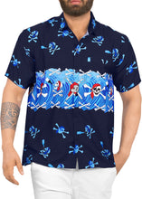 Load image into Gallery viewer, LA LEELA Men Regular Size Beach hawaiian Shirt Aloha Tropical Beach  front Pocket Short sleeve Blue P00037
