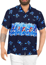 Load image into Gallery viewer, LA LEELA Men Regular Size Beach hawaiian Shirt Aloha Tropical Beach  front Pocket Short sleeve Blue