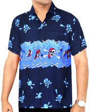 Load image into Gallery viewer, la-leela-mens-casual-beach-hawaiian-theme-shirt-aloha-tropical-beach-front-pocket-short-sleeve-blue