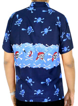 Load image into Gallery viewer, la-leela-mens-casual-beach-hawaiian-theme-shirt-aloha-tropical-beach-front-pocket-short-sleeve-blue