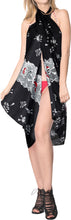 Load image into Gallery viewer, La Leela Soft Light Long Swim Women&#39;s Skull Halloween Costume Swimsuit Pareo Cover Ups Beach Sarong Halloween Black_N296