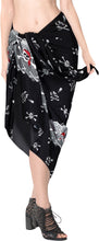 Load image into Gallery viewer, La Leela Soft Light Long Swim Women&#39;s Skull Halloween Costume Swimsuit Pareo Cover Ups Beach Sarong Halloween Black_N296