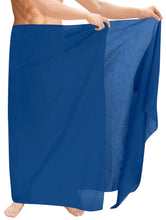 Load image into Gallery viewer, la-leela-mens-hawaiian-beach-wrap-sheer-sarong-swimming-bathing-suit-towel-beachwear-swim-pareo-cover-up-long-72x42--blue-127716