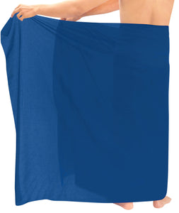 La Leela Men's Hawaiian Beach Wrap Sheer Sarong Swimming Bathing Suit Towel Beachwear Swim Pareo Cover up Long 72"X42"  Blue 127716