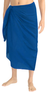 La Leela Men's Hawaiian Beach Wrap Sheer Sarong Swimming Bathing Suit Towel Beachwear Swim Pareo Cover up Long 72"X42"  Blue 127716