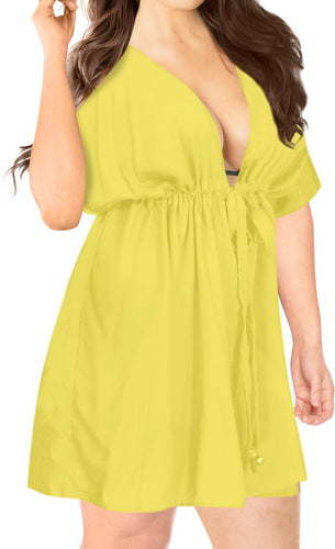 la-leela-bikini-swim-beach-wear-swimsuit-cover-ups-women-caftan-dress-solid-OSFM 14-24W [L- 3X]-Yellow_L998