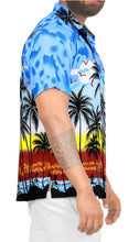 Load image into Gallery viewer, LA LEELA Men&#39;s Casual fit Beach hawaiian Shirt Aloha Tropical Beach  front Pocket Short sleeve Blue