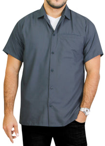 LA LEELA Men Regular Size Beach hawaiian Shirt Aloha Tropical Beach  front Pocket Short sleeve Grey