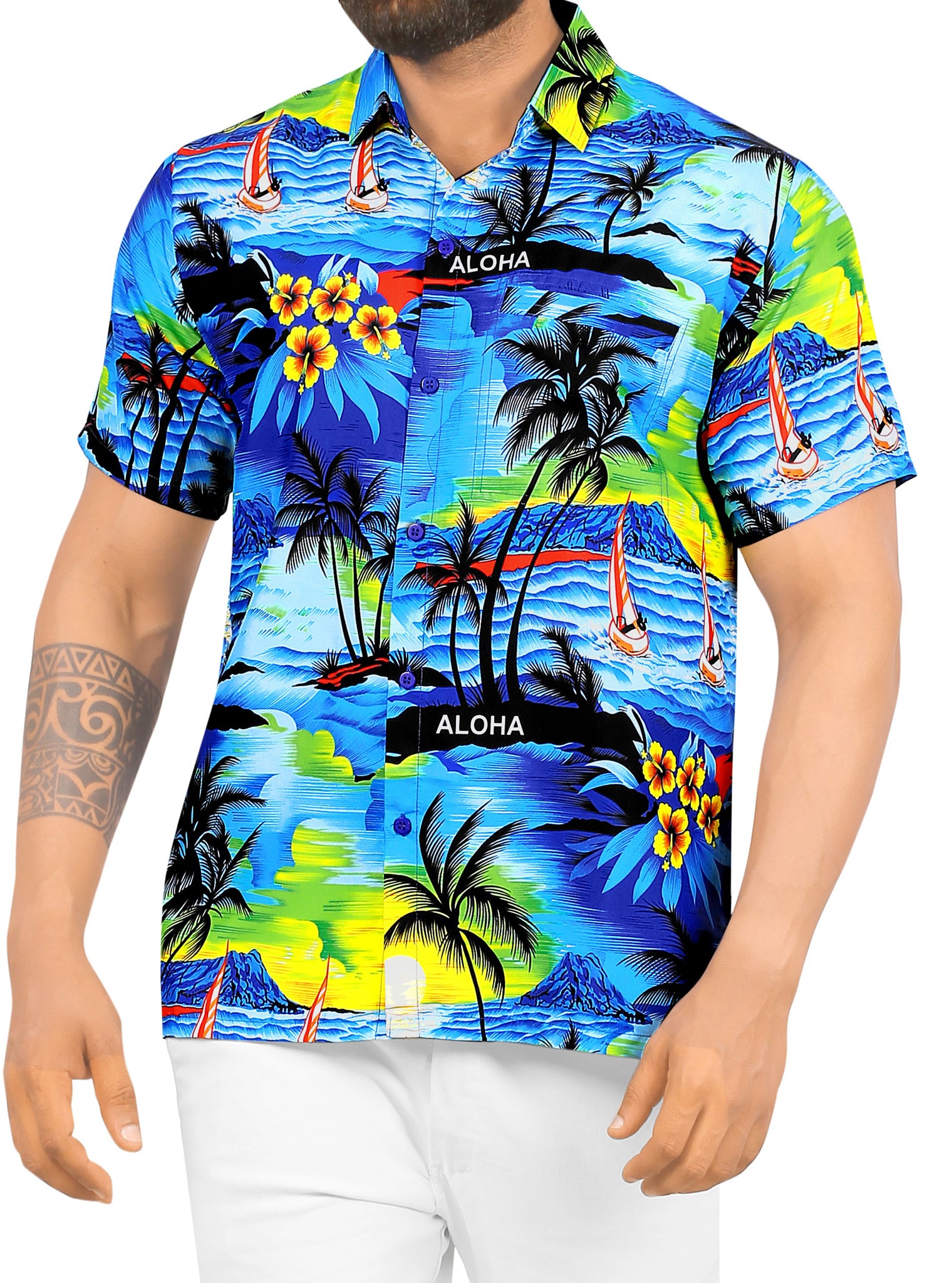 Men's Silk T Shirt Hawaiian Shirts Short Silk Beach Shirt Black / M
