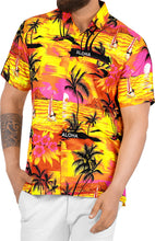 Load image into Gallery viewer, LA LEELA Men&#39;s Casual Beach hawaiian Shirt Aloha Tropical Beach  front Pocket Short sleeve Orange