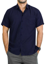 Load image into Gallery viewer, la-leela-mens-regular-size-beach-hawaiian-shirt-aloha-tropical-beach-front-pocket-short-sleeve-navy-blue