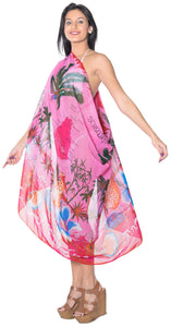 LA LEELA Women's Sarong Swimwear Cover Up Summer Beach Wrap One Size Pink_E175