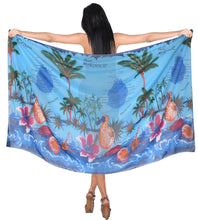 Load image into Gallery viewer, LA LEELA Women&#39;s Beach Cover Up Bikini Sarong Swimsuit Wrap 69&quot;x42&quot; Teal_E173