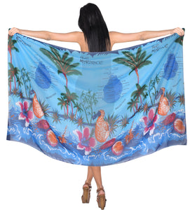 LA LEELA Women's Beach Cover Up Bikini Sarong Swimsuit Wrap 69"x42" Teal_E173