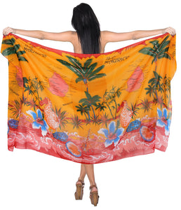 LA LEELA Women's Swimwear Pareo Sarong Bikini Coverups Wrap 69"x42" Orange_E170