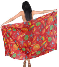 Cargar imagen en el visor de la galería, LA LEELA Women&#39;s Swimsuit Cover Ups Beach Sarongs Plus Size One Size Red_D235