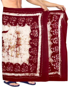 LA LEELA Men's Swimsuit Cover Up Summer Beach Wrap Lungi One Size Maroon_Y118