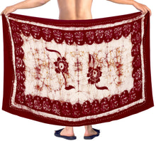 Load image into Gallery viewer, LA LEELA Men&#39;s Swimsuit Cover Up Summer Beach Wrap Lungi One Size Maroon_Y118