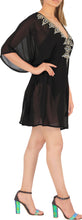 Load image into Gallery viewer, La Leela Chiffon Deep V Neck Designer Floral Leafy Kimono Women Cover up Black