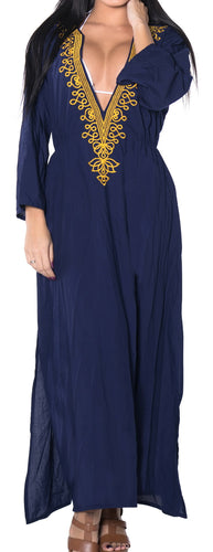 la-leela-bikini-swimwear-swimsuit-beach-cardigan-cover-ups-women-dresses-solid-Navy Blue_V411