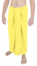 Load image into Gallery viewer, la-leela-men-sarong-rayon-solid-swimsuit-beach-pareo-towel-boys-wrap-78x39-yellow_6553