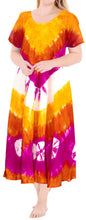 Load image into Gallery viewer, la-leela-rayon-tie-dye-casual-long-beach-womens-dress-beach-cover-up-orange-113-one-size