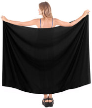 Load image into Gallery viewer, la-leela-rayon-hawaiian-beach-bikini-wrap-sarong-solid-78x39-black_4041