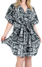 Load image into Gallery viewer, LA LEELA Women&#39;s Midi Caftan Poncho Night Dress Beach Cover Ups Black Printed