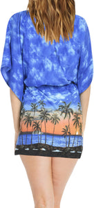 La Leela Beach Bikini Cover up SMOOTH Likre Caftan Dress Women Tunic Dark Blue