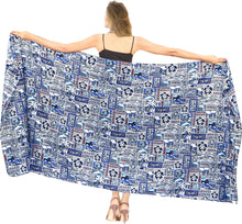 Load image into Gallery viewer, La Leela Women&#39;s Hawaiian Bikini Beach Wrap Sheer Sarong Swimming Bathing suit Beachwear Swim Dress Pareo Cover up Long 78&quot;X42&quot;  Blue 129337