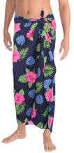 Load image into Gallery viewer, la-leela-mens-hawaiian-beach-wrap-sheer-sarong-swimming-bathing-suit-towel-beachwear-swim-pareo-cover-up-long-72x42--blue-129393