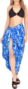 LA LEELA Women's Floral Printed Long Pareo Sraong Beachwear Western Wrap Bikini Cover up