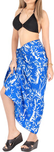 LA LEELA Women's Floral Printed Long Pareo Sraong Beachwear Western Wrap Bikini Cover up