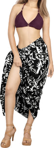 LA LEELA Women's Floral Printed Long Pareo Sraong Beachwear Western Wrap Bikini Cover up