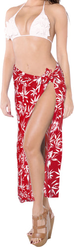 LA LEELA Women's Floral Printed Long Pareo Sraong Beachwear Western Wrap Bikini Cover up