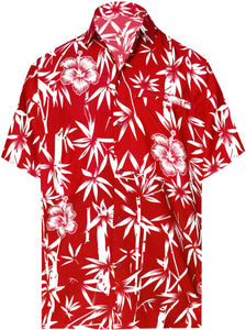 la-leela-shirt-casual-button-down-short-sleeve-beach-shirt-men-aloha-pocket-Blood Red_W344