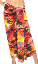 Load image into Gallery viewer, LA LEELA Women Beach Sarong Cover Up Swimwear Skirt Wrap Pareo One Size Red_E625
