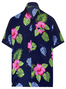 LA LEELA Shirt Casual Button Down Short Sleeve Beach Shirt Men Aloha Pocket 165