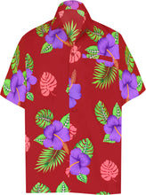 Load image into Gallery viewer, la-leela-shirt-casual-button-down-short-sleeve-beach-shirt-men-aloha-pocket-Blood Red_W341