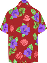 Load image into Gallery viewer, la-leela-shirt-casual-button-down-short-sleeve-beach-shirt-men-aloha-pocket-Blood Red_W341