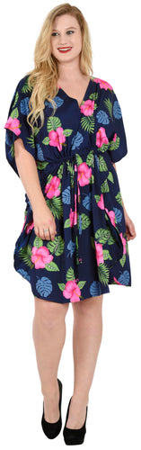 la-leela-bikni-swimwear-soft-fabric-printed-beachwear-loose-cover-up-OSFM 16-28W [XL- 4X]-Navy Blue_V615