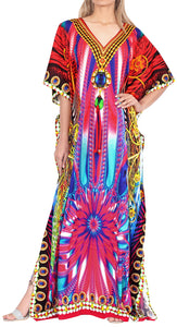 LA LEELA 2 Digital Women's Kaftan Kimono Summer Beachwear Cover up Dress v571