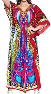 LA LEELA 2 Digital Women's Kaftan Kimono Summer Beachwear Cover up Dress v571