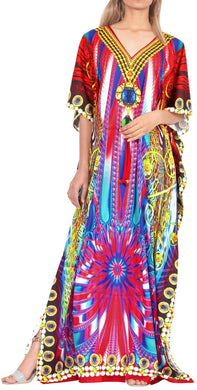 LA LEELA 2 Digital Women's Kaftan Kimono Summer Beachwear Cover up Dress v571